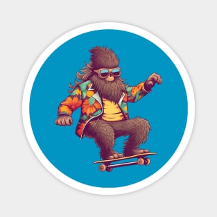 Hipster Bigfoot on Skateboard - Spooky Month Edition Magnet